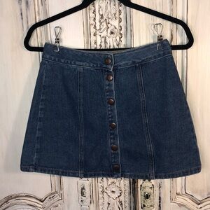 Melville Medium Wash Snaps Front Mini Jean Skirt Size Waist 26